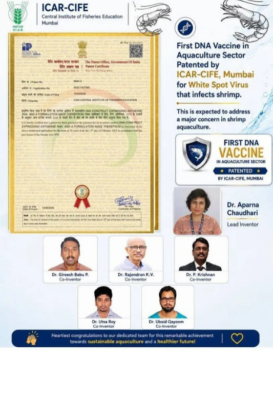 first_dns_vaccine_in_aquaculture_sector_by_icar-cife_mumbai